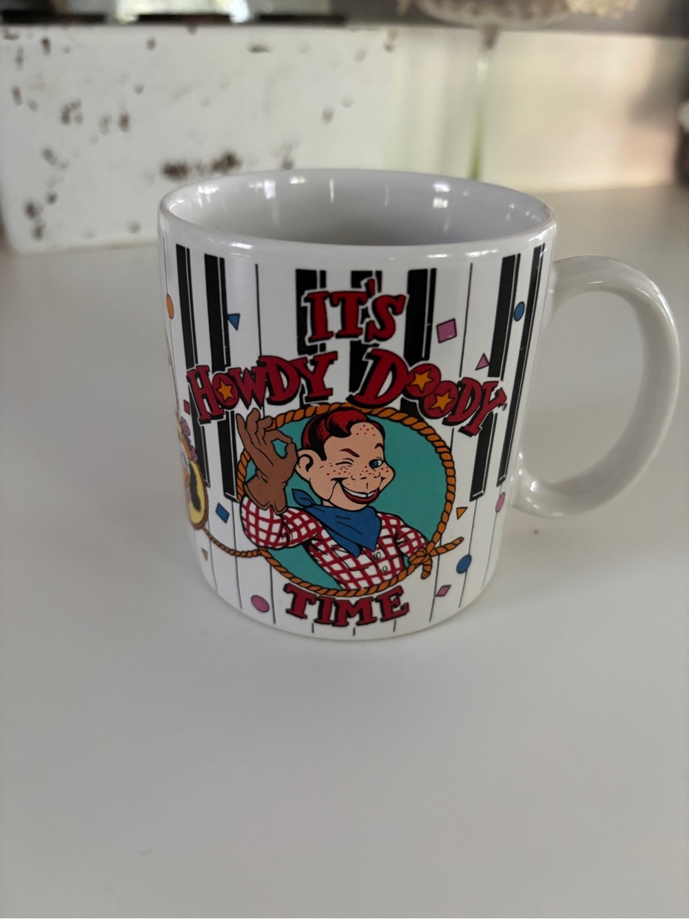 Vintage 1980s Howdy Doody White Ceramic Coffee Mug